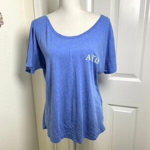 Bella Canvas AXO Alpha Chi Omega Scoop Neck Blue Tee Floral Size Medium